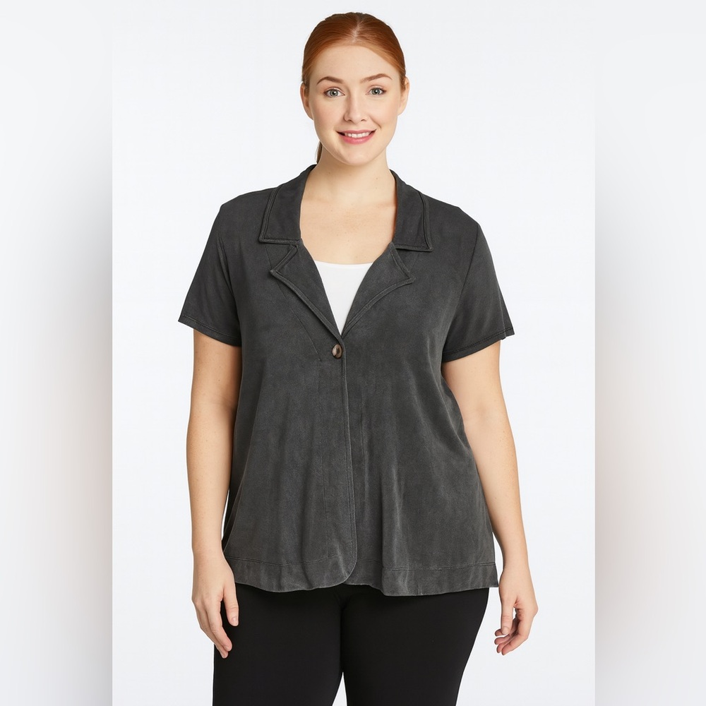 Chico's Travelers Size‎ 3/XL Black Knit Jacket Top Lagenlook Quiet Luxury Travel